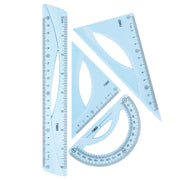 Set Geometrie 4 Piese Albastru Transparent Riglă 20 cm Deli