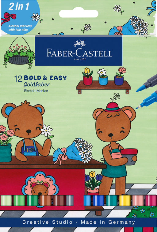 Set 12 Sketch Markere 2 Capete Goldfaber Bold And Easy II Faber-Castell