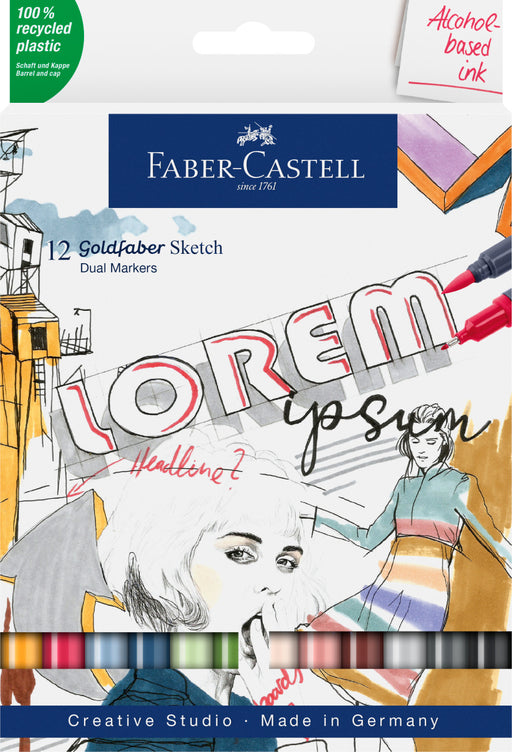 Set 12 Sketch Markere 2 Capete Goldfaber Faber-Castell