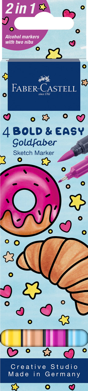 Set 4 Sketch Markere 2 Capete Goldfaber Bold And Easy II Faber-Castell