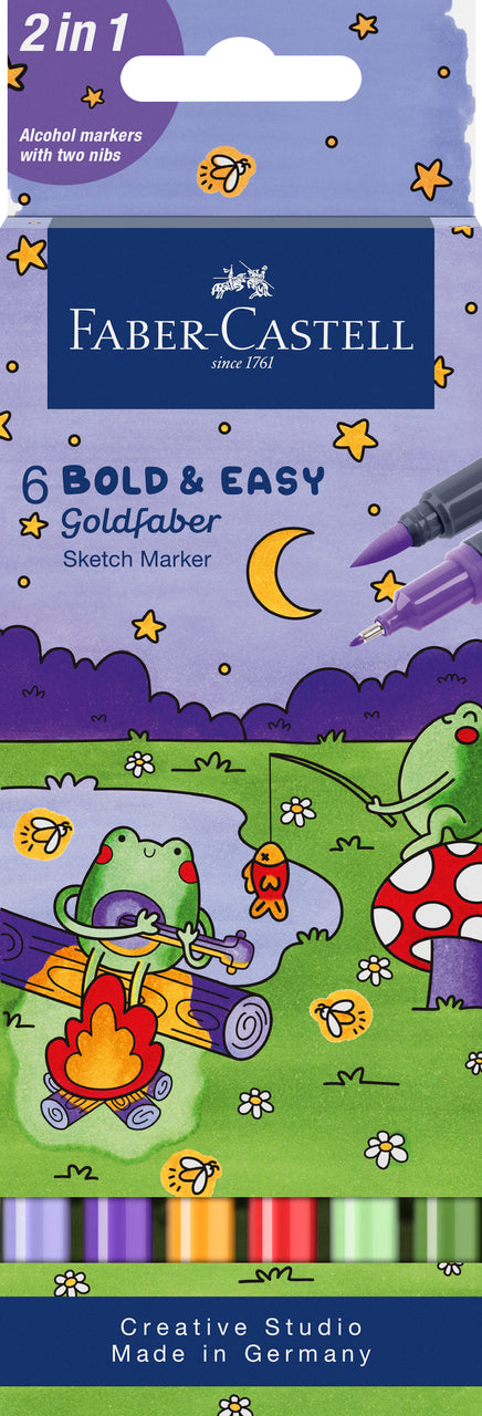 Set 6 Sketch Markere 2 Capete Goldfaber Bold And Easy Faber-Castell