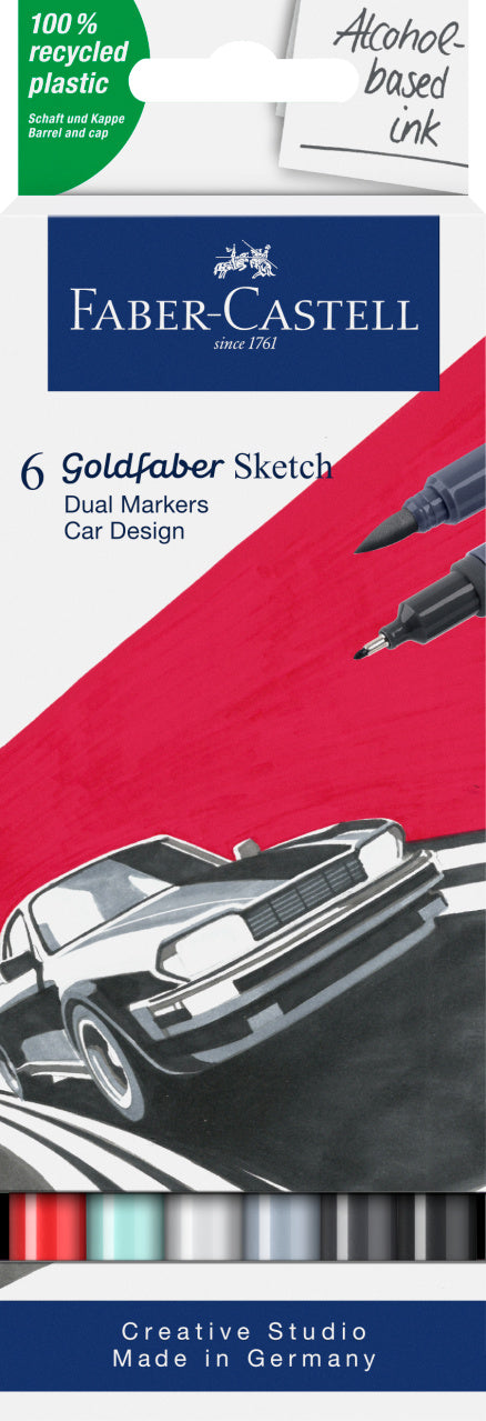 Set 6 Sketch Markere 2 Capete Goldfaber Car Design Faber-Castell