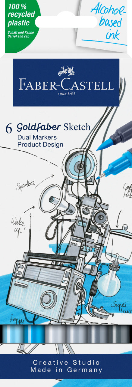 Set 6 Sketch Markere 2 Capete Goldfaber Design Produs Faber-Castell