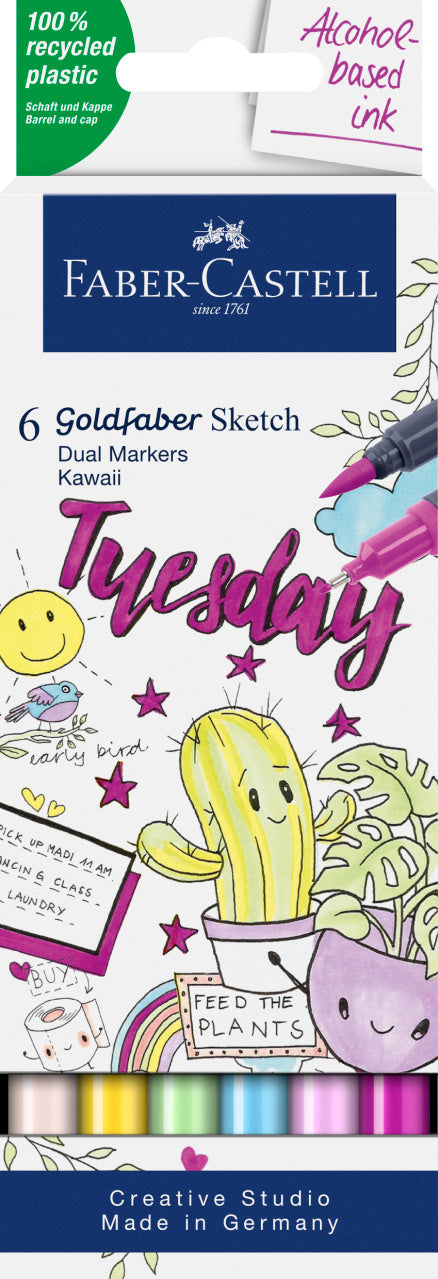 Set 6 Sketch Markere 2 Capete Goldfaber Kawaii Faber-Castell