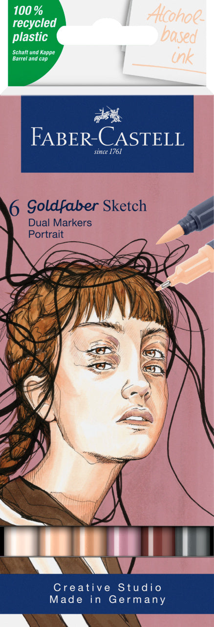 Set 6 Sketch Markere 2 Capete Goldfaber Portret Faber-Castell