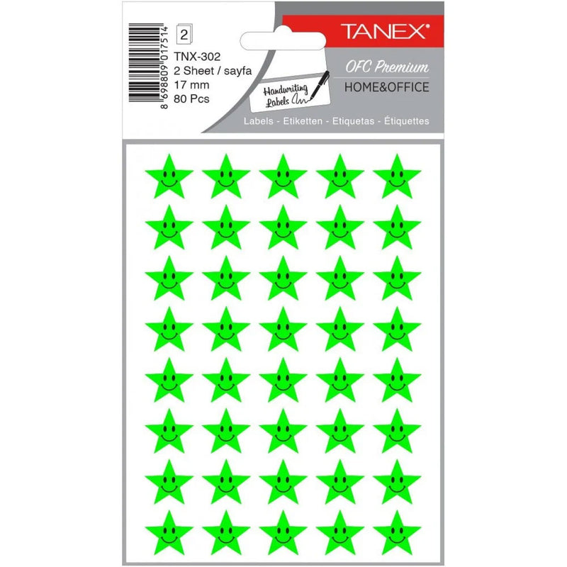 Stickere Smiley Stars 80/set Tanex Verde