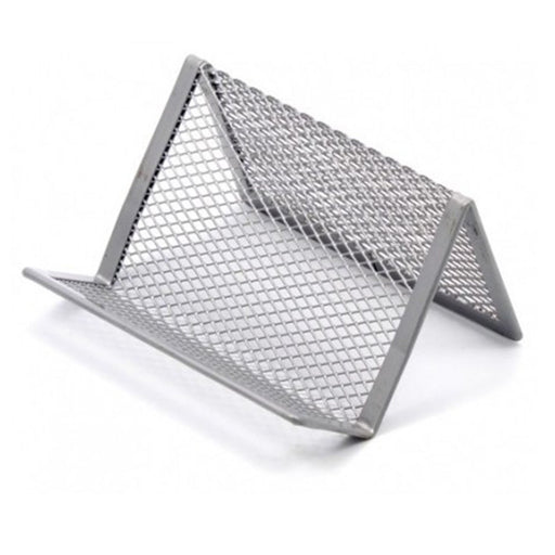 Suport cărți de vizită mesh metalic argintiu Fornax pentru birou, 10x12cm