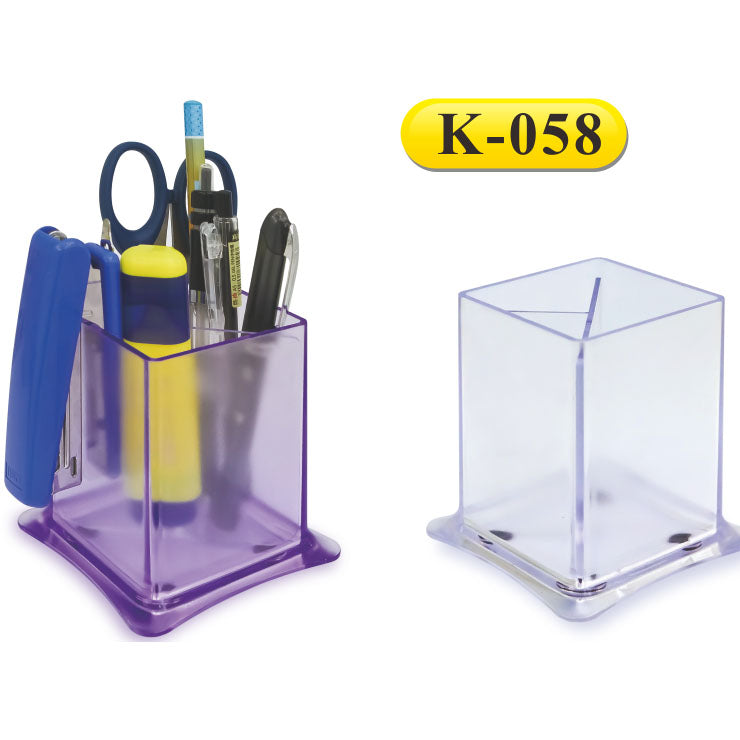 Suport Plastic pentru Instrumente de Scris, Paralelipipedic, 71 x 100mm, Kejea - Transparent Mat, Kejea