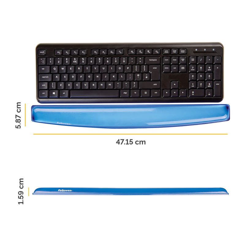 Suport Tastatură și Încheieturi Gel Crystal Albastru Fellowes