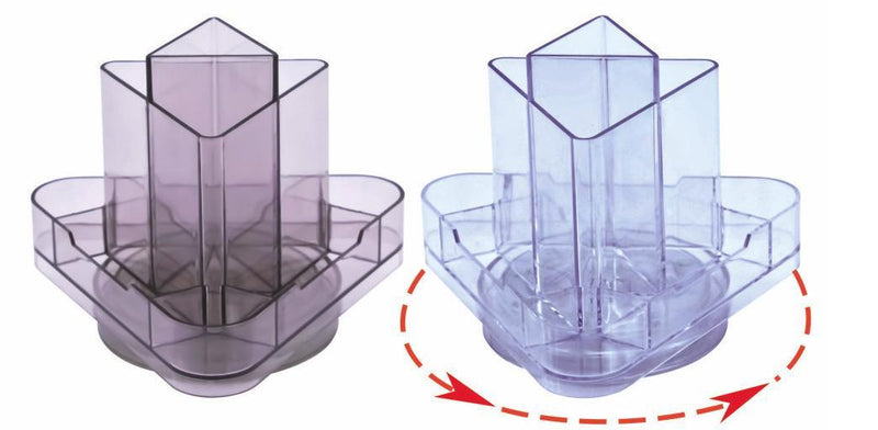 Suport Plastic pentru Accesorii de Birou, Rotativ, 10 Compartimente, Kejea - Transparent, Kejea
