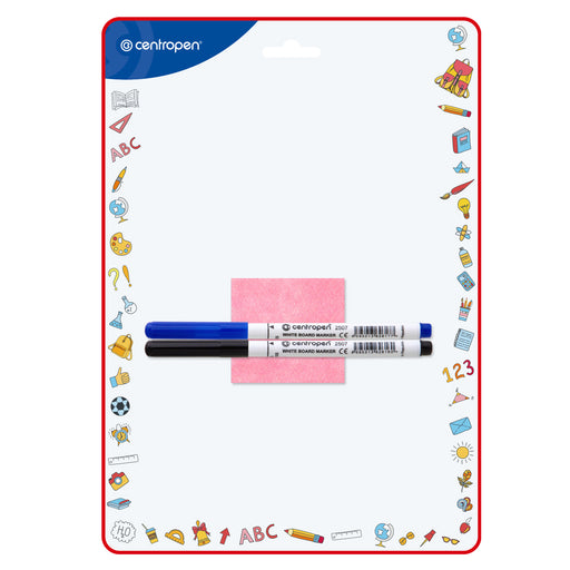 Tablă Școlară 2 Fețe cu 2 Markere Whiteboard 21 x 29,7 cm Centropen