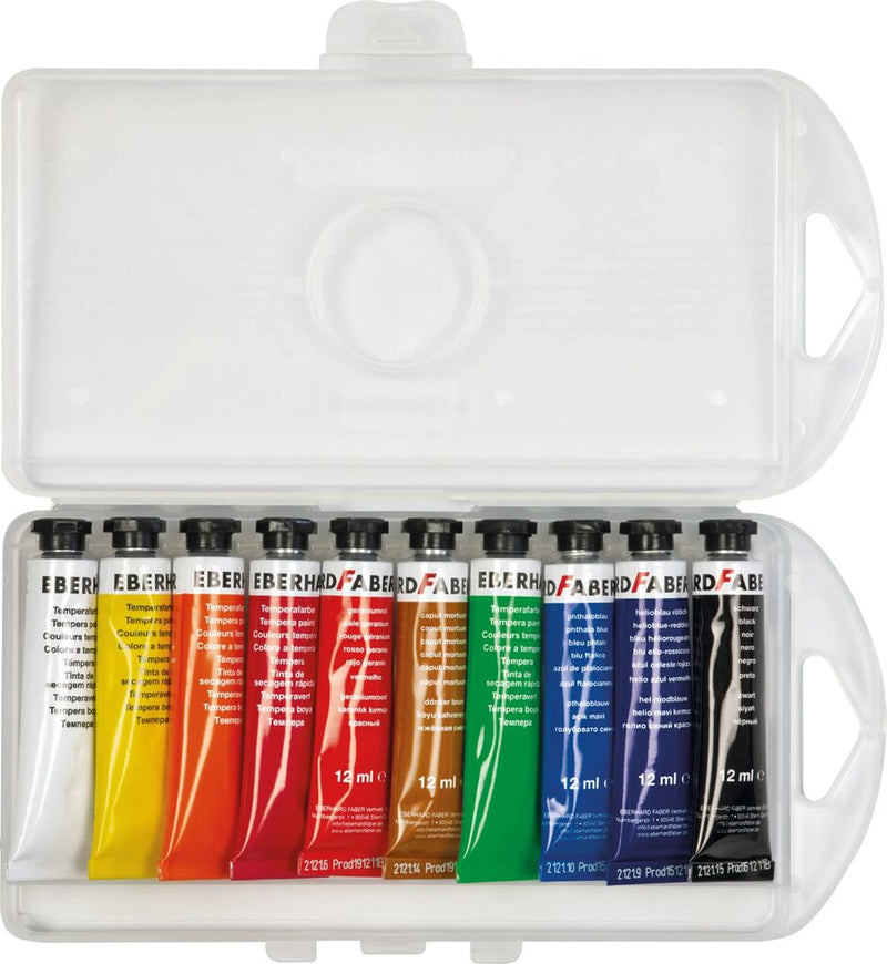 Tempera 10 Culori 12 ml în Cutie de Plastic Eberhard Faber