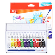 Tempera 12 Culori 5 ml cu Pensulă Deli