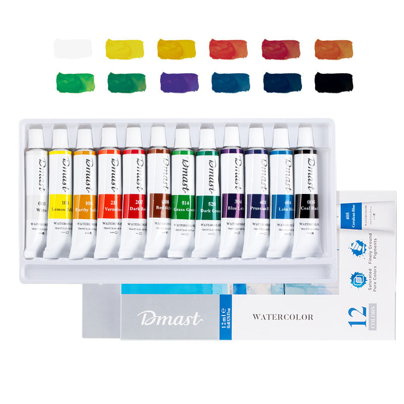 Tempera Acuarelă 12 Culori 12 ml DMast