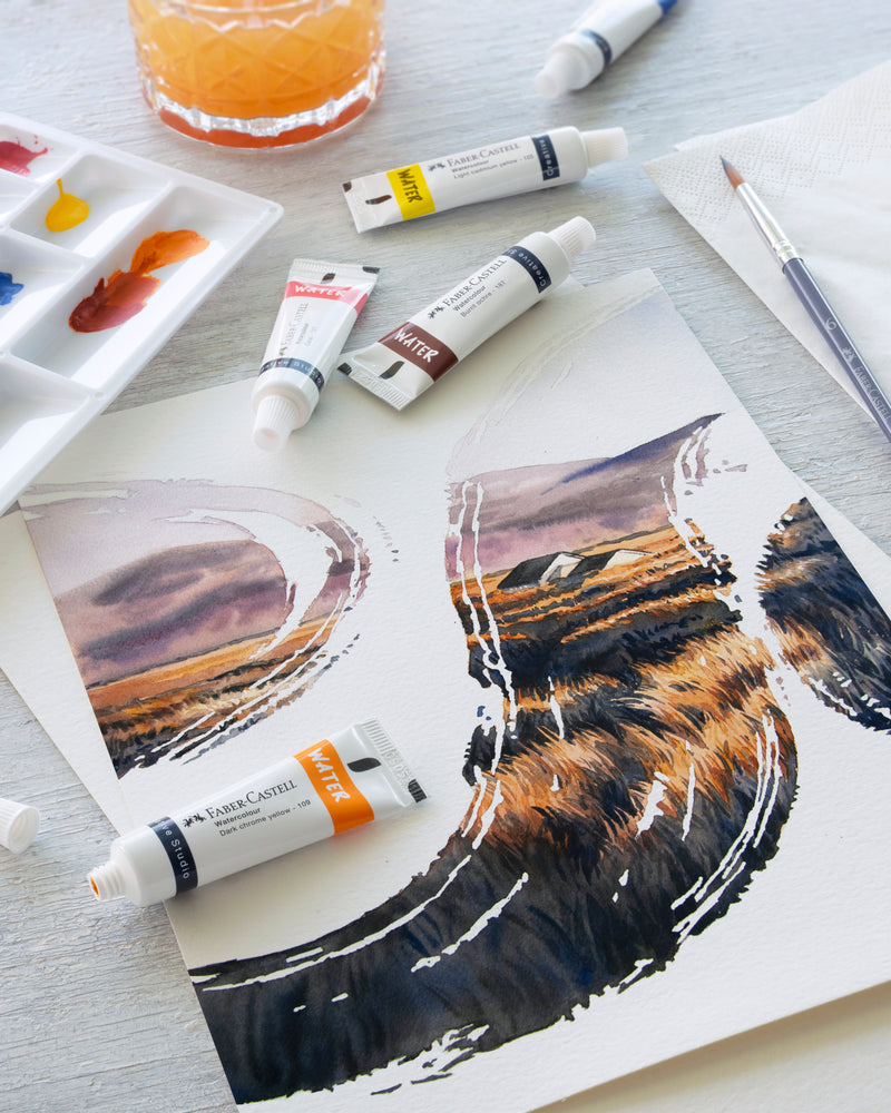 Tempera Acuarele 12 Culori 9 ml cu Paletă Faber-Castell