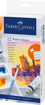 Tempera Acuarele 12 Culori 9 ml cu Paletă Faber-Castell
