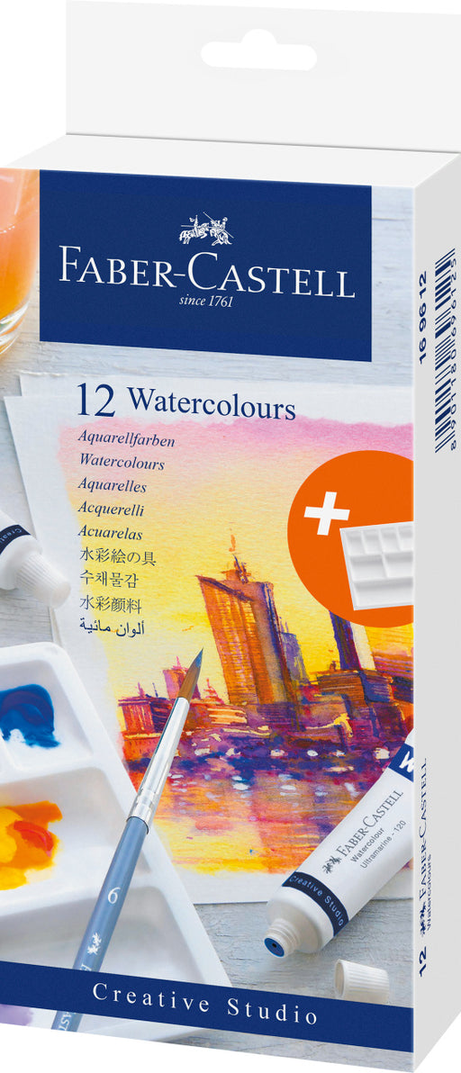 Tempera Acuarele 12 Culori 9 ml cu Paletă Faber-Castell