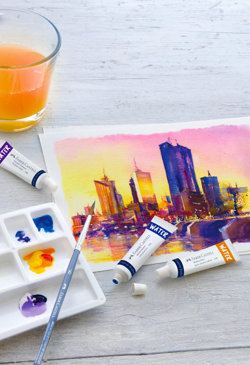 Tempera Acuarele 12 Culori 9 ml cu Paletă Faber-Castell