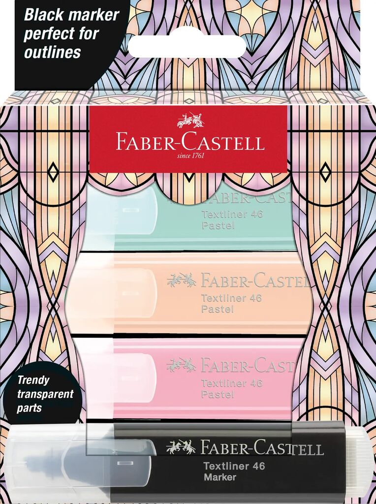 Textmarker Pastel Ediție Specială Glassy 4 Culori Faber-Castell