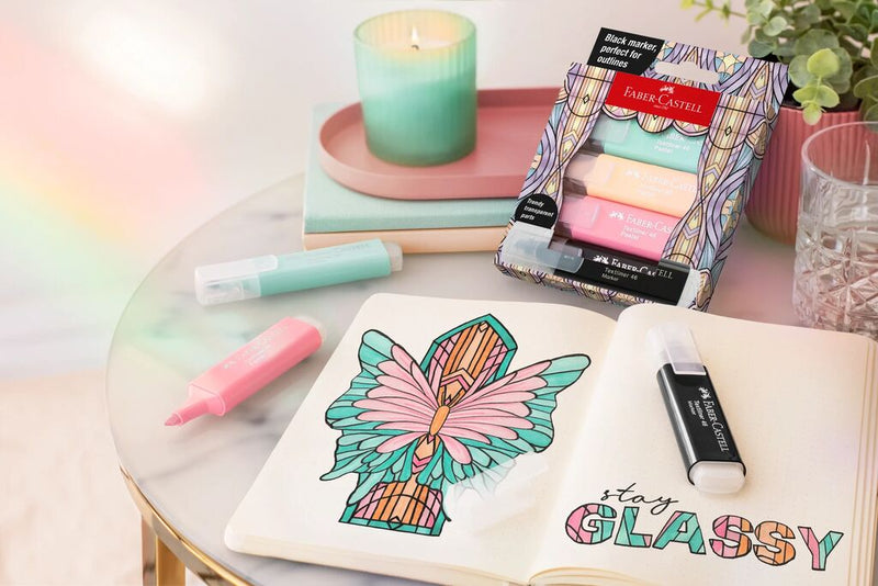 Textmarker Pastel Ediție Specială Glassy 4 Culori Faber-Castell