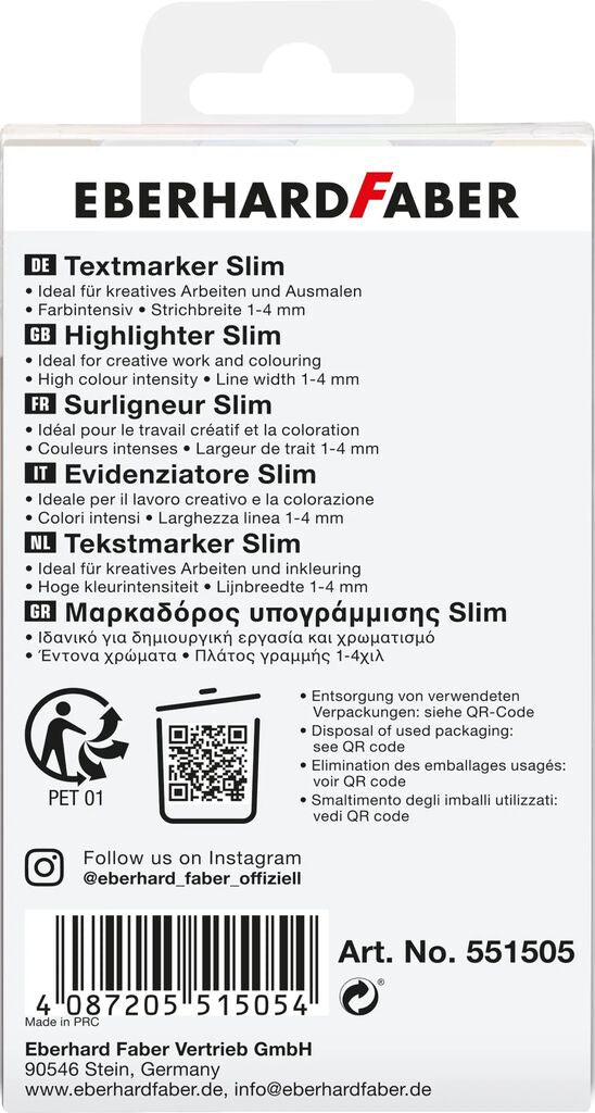 Set Textmarkere Slim Pătrat Nuanțe Naturale 6 buc Eberhard Faber